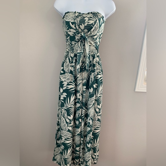 Patrons of Peace Green and White  Smocked Jumpsuit - Picture 2 of 16